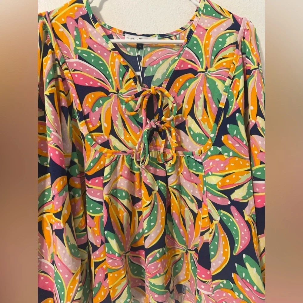 MICHELLE MCDOWELL Vivey Top In Going Bananas Flowy Tiered Novelty NWT Small - Picture 5 of 10